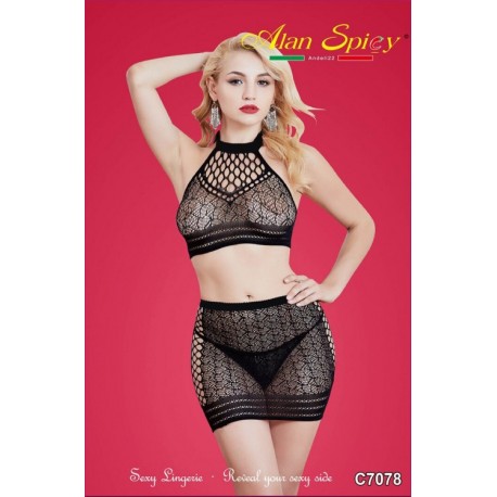 C7078- Sexy Lingerie: Bodystocking in mesh knit